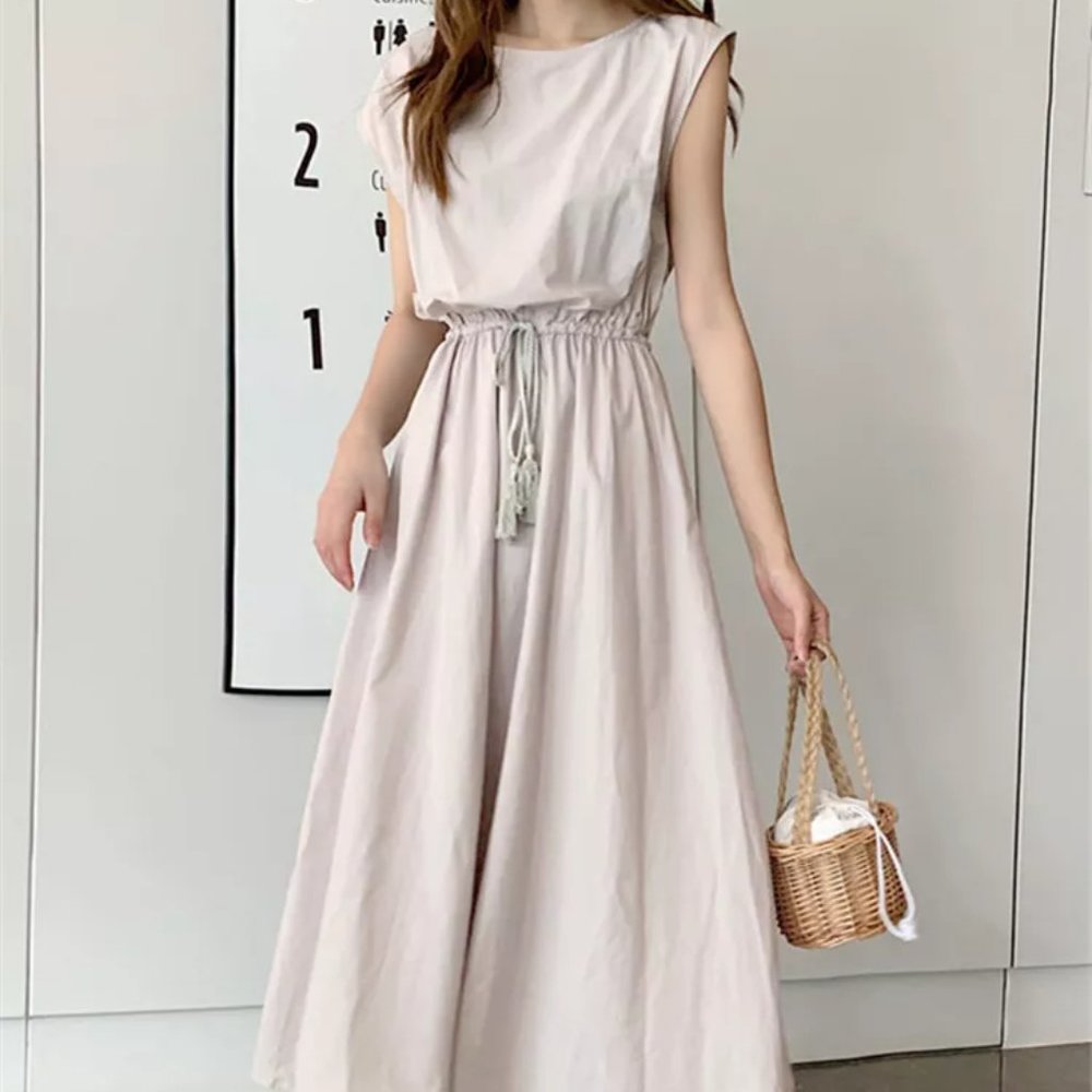 NWT Cotton Neutral Minimalist Maxi Dress